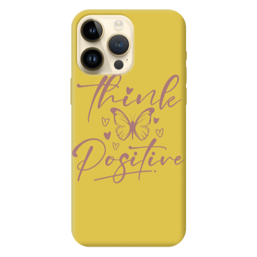 Apple iPhone 13 Pro Max Think Positive Yellow Colored Silicone TPU Θήκη