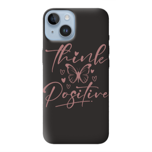 Apple iPhone 14  Think Positive Black Colored Silicone TPU Θήκη