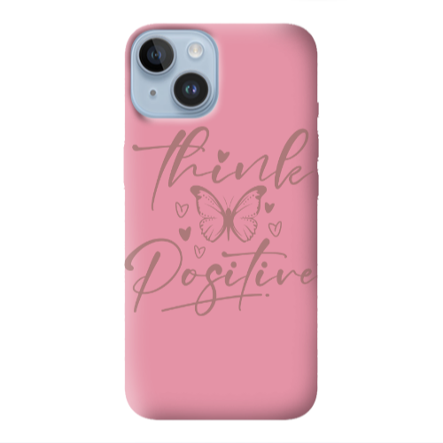 Apple iPhone 14 Plus Think Positive Pink Colored Silicone TPU Θήκη