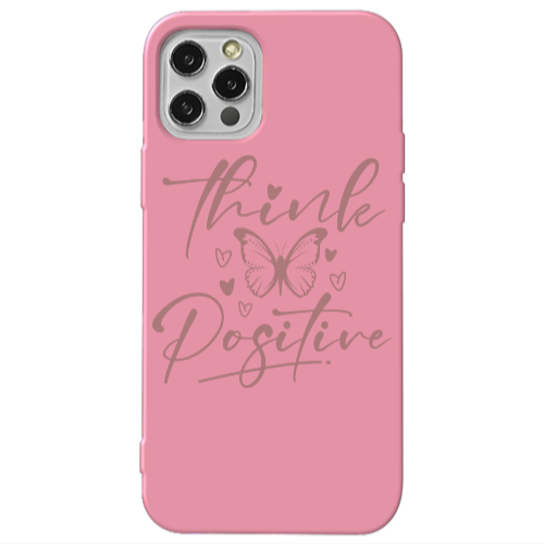 Apple iPhone 13 Pro Think Positive Pink Colored Silicone TPU Θήκη