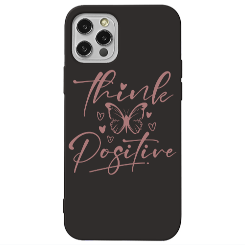 Apple iPhone 13 Pro Think Positive Black Colored Silicone TPU Θήκη