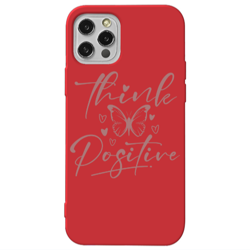 Apple iPhone 13 Pro Think Positive Red Colored Silicone TPU Θήκη