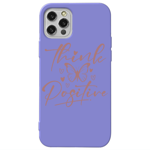 Apple iPhone 12 Pro Think Positive Purple Colored Silicone TPU Θήκη