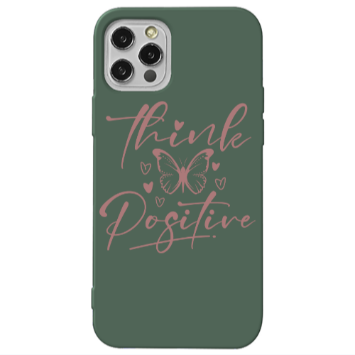 Apple iPhone 12 Pro Think Positive Dark Green Colored Silicone TPU Θήκη