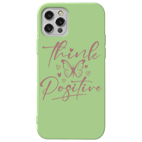 Apple iPhone 12 Pro Think Positive Light Green Colored Silicone TPU Θήκη