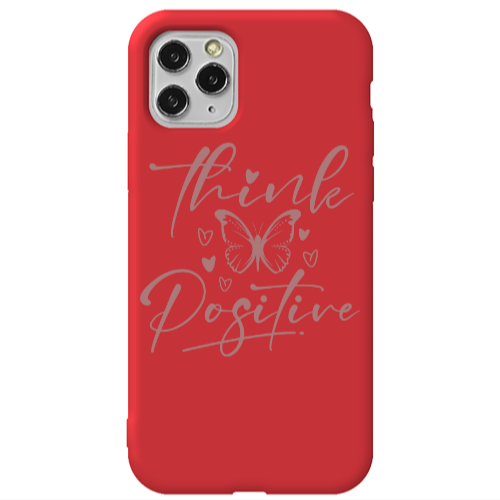 Apple iPhone 11 Pro Max Think Positive Red Colored Silicone TPU Θήκη