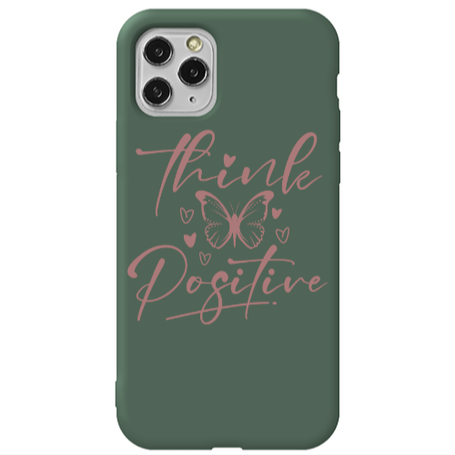 Apple iPhone 11 Pro Max Think Positive Dark Green Colored Silicone TPU Θήκη