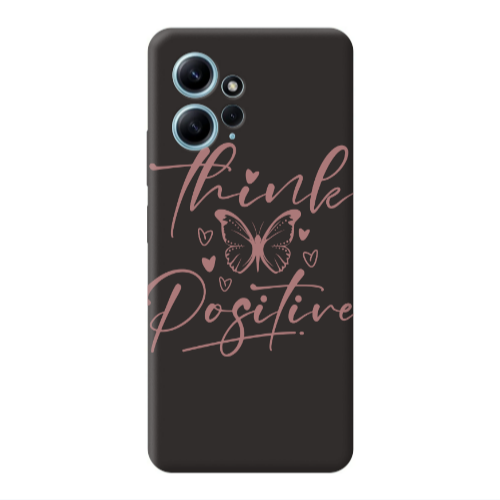 Xiaomi Redmi Note 12 4G Think Positive Black Colored Silicone TPU Θήκη