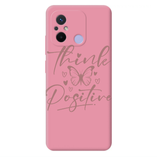 Xiaomi Redmi 12C Think Positive Pink Colored Silicone TPU Θήκη