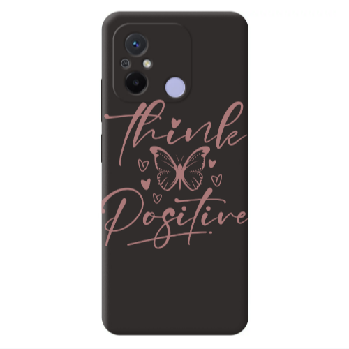 Xiaomi Redmi 12C Think Positive Black Colored Silicone TPU Θήκη