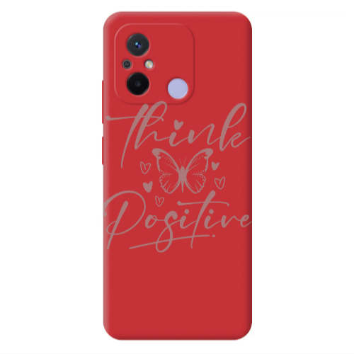 Xiaomi Redmi 12C Think Positive Red Colored Silicone TPU Θήκη