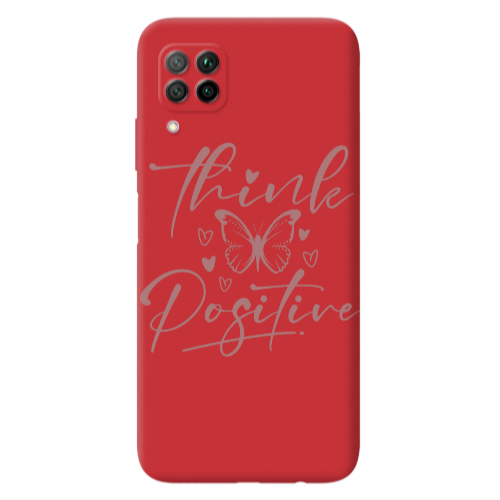 Huawei P40 Lite Think Positive Red Colored Silicone TPU Θήκη