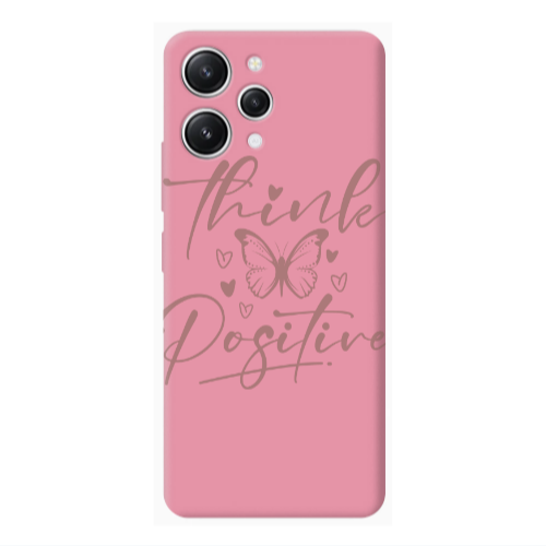 Xiaomi Redmi 12 Think Positive Pink Colored Silicone TPU Θήκη