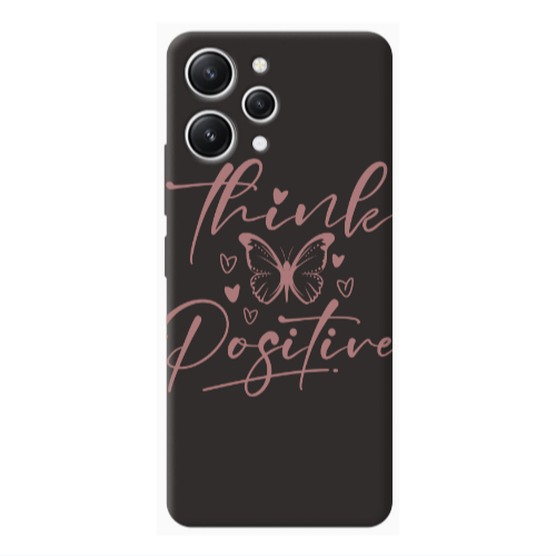 Xiaomi Redmi 12 Think Positive Black Colored Silicone TPU Θήκη