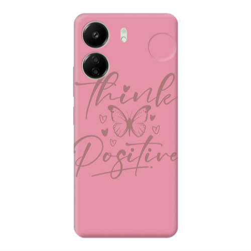 Xiaomi Redmi 13C Think Positive Pink Colored Silicone TPU Θήκη