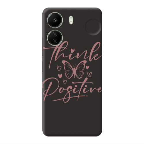 Xiaomi Redmi 13C Think Positive Black Colored Silicone TPU Θήκη