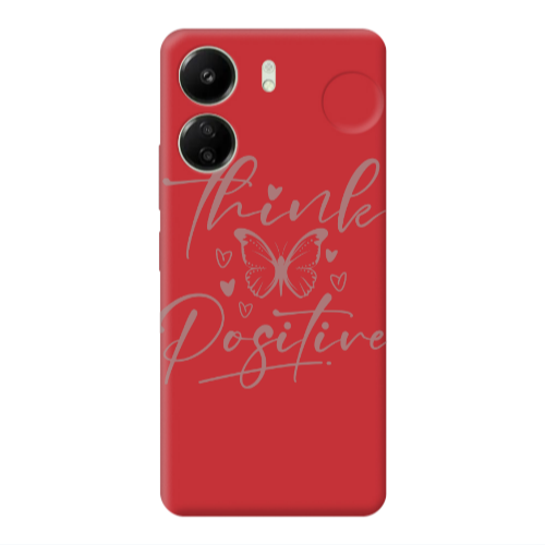 Xiaomi Redmi 13C Think Positive Red Colored Silicone TPU Θήκη