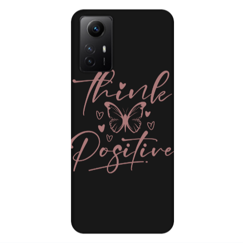 Xiaomi Redmi Note 12s Think Positive Black Colored Silicone TPU Θήκη