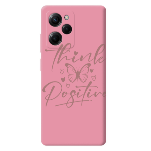 Xiaomi Poco X5 Pro Think Positive Pink Colored Silicone TPU Θήκη