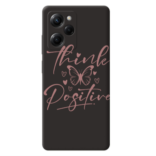Xiaomi Poco X5 Pro Think Positive Black Colored Silicone TPU Θήκη