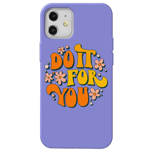 Apple iPhone 12 Do it For You Purple Colored Silicone TPU Θήκη