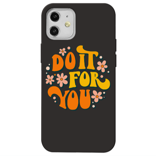 Apple iPhone 12 Do it For You Black Colored Silicone TPU Θήκη