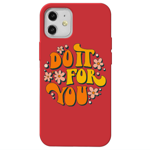 Apple iPhone 12 Do it For You Red Colored Silicone TPU Θήκη