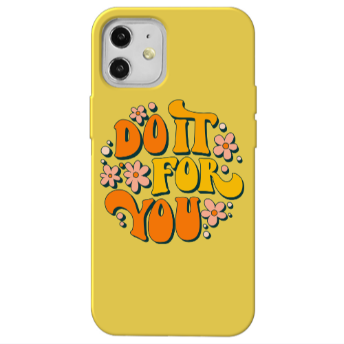 Apple iPhone 12 Do it For You Yellow Colored Silicone TPU Θήκη