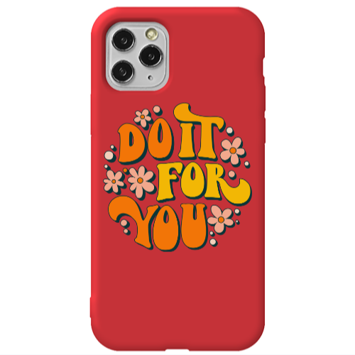 Apple iPhone 11 Pro Max Do it For You Red Colored Silicone TPU Θήκη