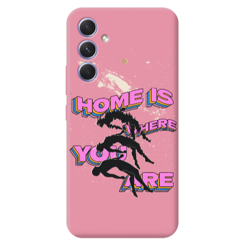 Samsung A56 Home Is Where Pink Colored Silicone TPU Θήκη