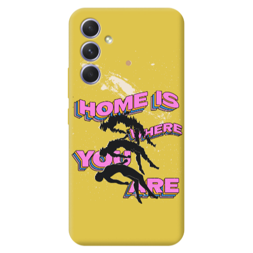 Samsung A56 Home Is Where Yellow Colored Silicone TPU Θήκη