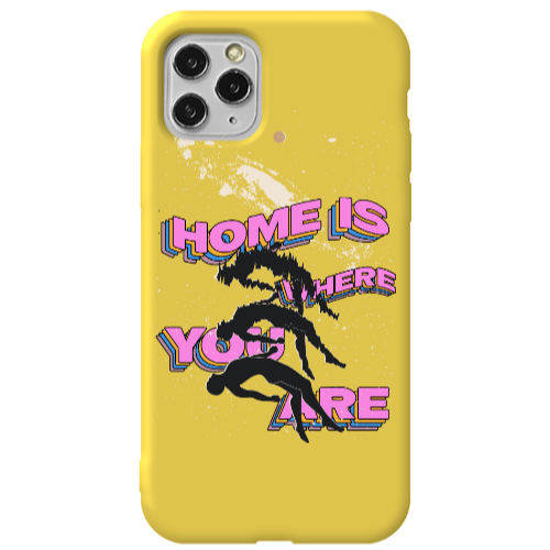 Apple iPhone 11 Pro Home Is Where Yellow Colored Silicone TPU Θήκη
