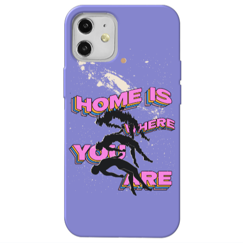 Apple iPhone 12 Home Is Where Purple Colored Silicone TPU Θήκη