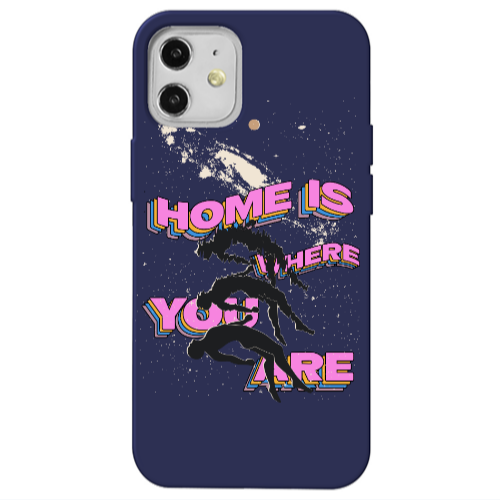 Apple iPhone 12 Home Is Where Dark blue Colored Silicone TPU Θήκη