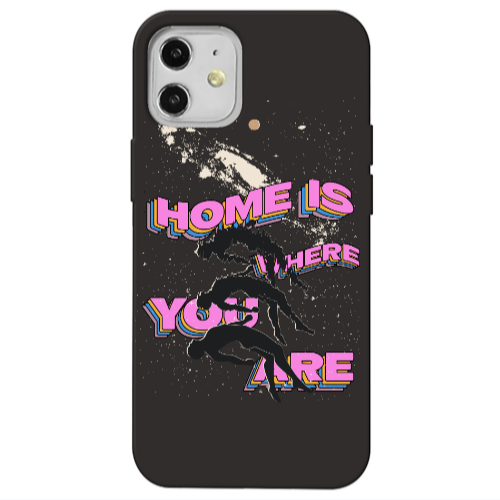 Apple iPhone 12 Home Is Where Black Colored Silicone TPU Θήκη