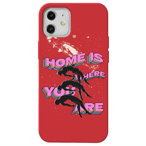 Apple iPhone 12 Home Is Where Red Colored Silicone TPU Θήκη