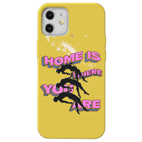 Apple iPhone 12 Home Is Where Yellow Colored Silicone TPU Θήκη