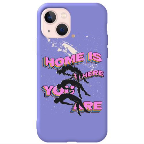 Apple iPhone 13 Home Is Where Purple Colored Silicone TPU Θήκη