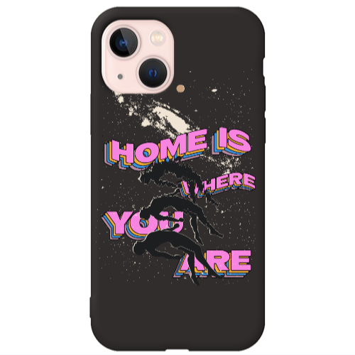 Apple iPhone 13 Home Is Where Black Colored Silicone TPU Θήκη