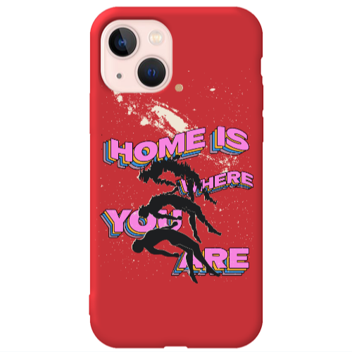Apple iPhone 13 Home Is Where Red Colored Silicone TPU Θήκη