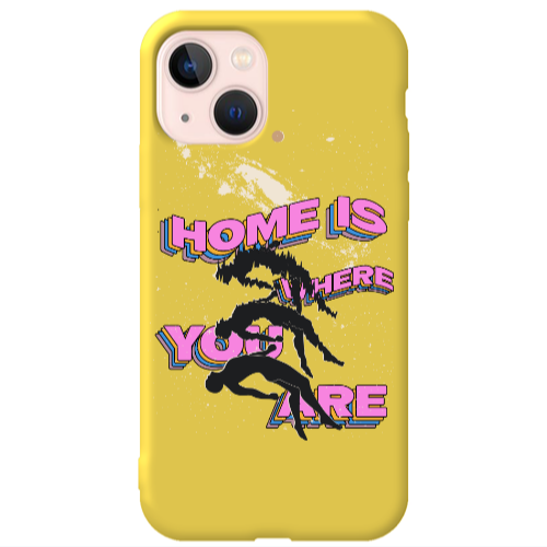 Apple iPhone 13 Home Is Where Yellow Colored Silicone TPU Θήκη