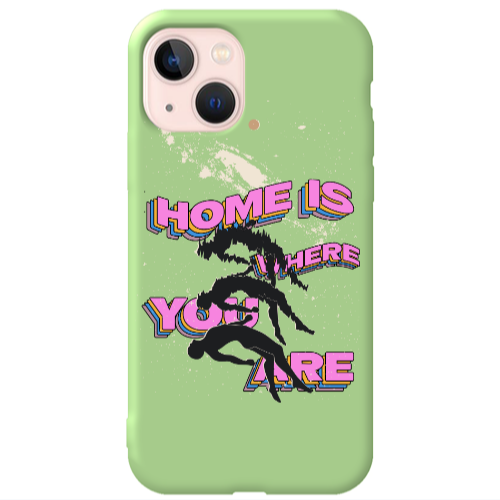 Apple iPhone 13 Home Is Where Light Green Colored Silicone TPU Θήκη