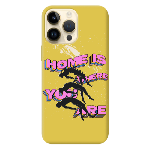 Apple iPhone 13 Pro Max Home Is Where Yellow Colored Silicone TPU Θήκη