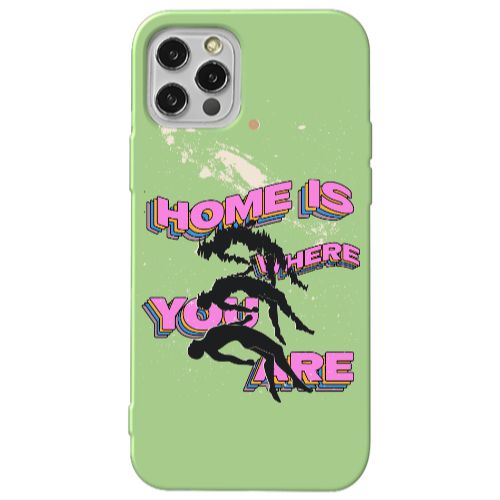 Apple iPhone 12 Pro Max Home Is Where Light Green Colored Silicone TPU Θήκη