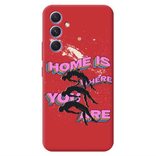 Samsung A54 Home Is Where Red Colored Silicone TPU Θήκη