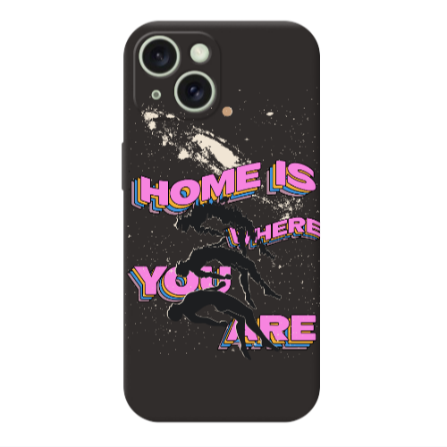 Apple iPhone 15 Home Is Where Black Colored Silicone TPU Θήκη