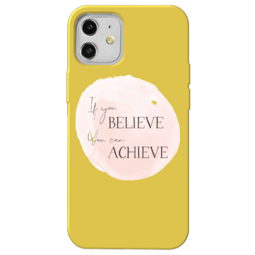 Apple iPhone 12 If You Believe Yellow Colored Silicone TPU Θήκη