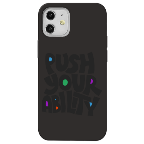Apple iPhone 12 Push Your Ability Black Colored Silicone TPU Θήκη