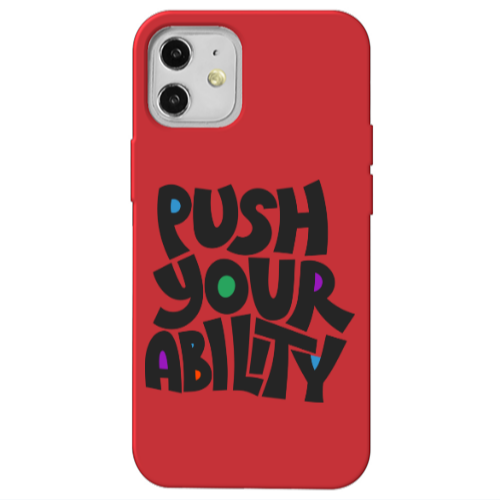 Apple iPhone 12 Push Your Ability Red Colored Silicone TPU Θήκη