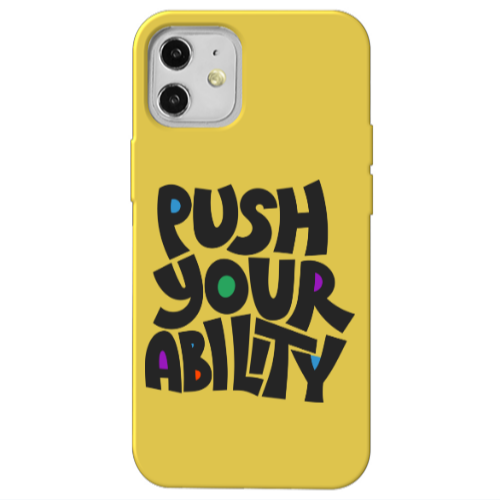 Apple iPhone 12 Push Your Ability Yellow Colored Silicone TPU Θήκη
